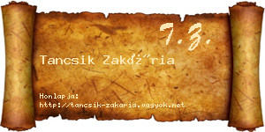 Tancsik Zakária névjegykártya